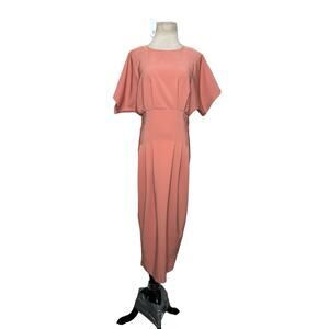 Asos melon short sleeves front pleated midi dress size 6